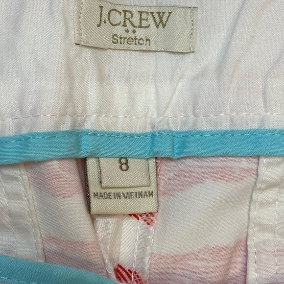J.Crew Red & White Stripe Stretch Side Zip 4” Shorts - Like New - Size 8 - Picture 5 of 9
